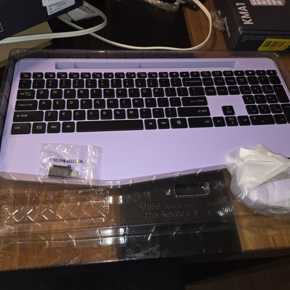Ergonomic Wireless Keyboard & Mouse Combo Wave Keyboard With Soft Leather Purple