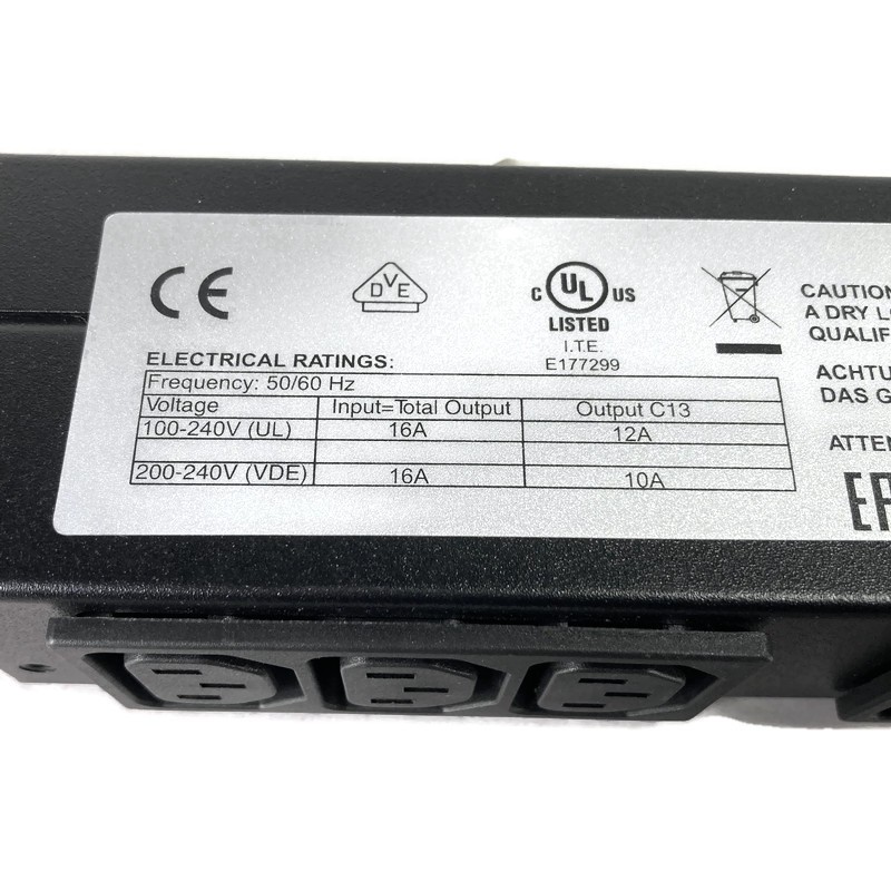 APC AP9565 1U Rack-Mountable Basic Power Distribution PDU 12-Outlets