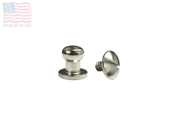 Medium 5/16" 8mm Screw Back Button Stud & Screw Wristband Silver USBind 5 SETS