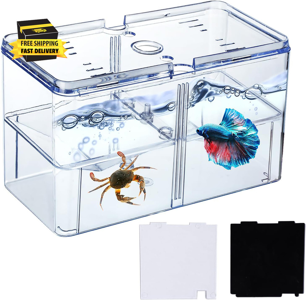 Small Betta Fish Tank, 3-In-1 Stackable Mini Fish Tank, Divided Compartments Bet