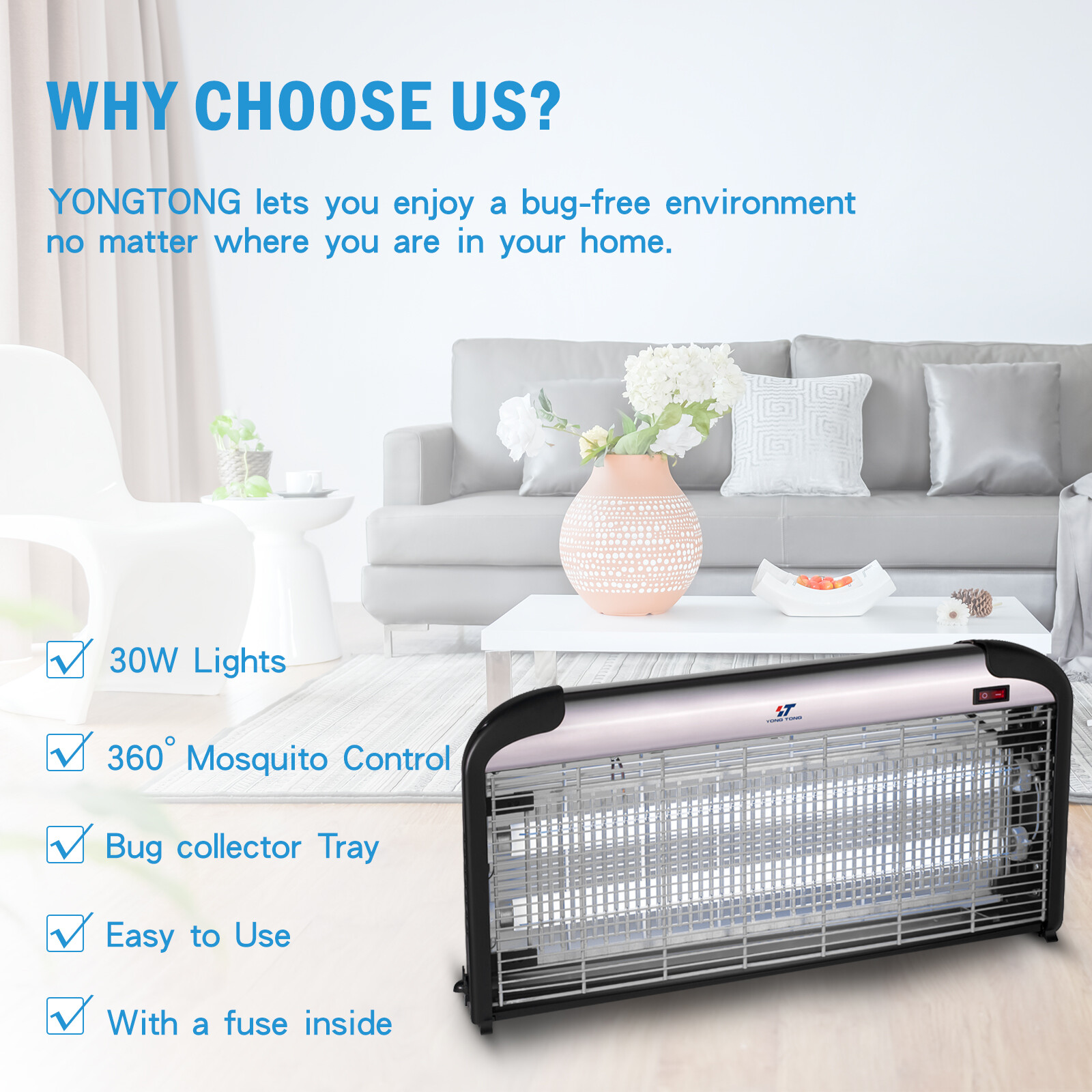 2 Pack 20/30/40W UTube Electronic Mosquito Killers Fly Pest Control Bug Zapper