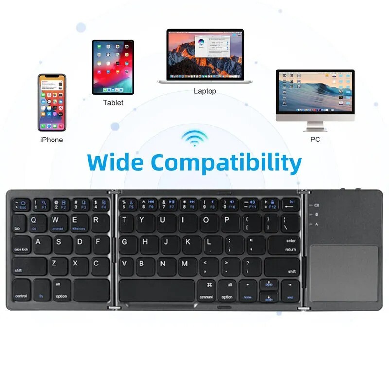 Mini Folding Wireless Bluetooth Keyboard With Touchpad for Laptop Tablet Phone