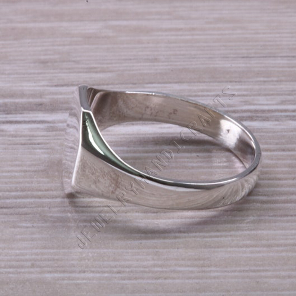 Octagon Signet Ring, Plain Solid 925 Sterling Silver Personalized Gift Ring