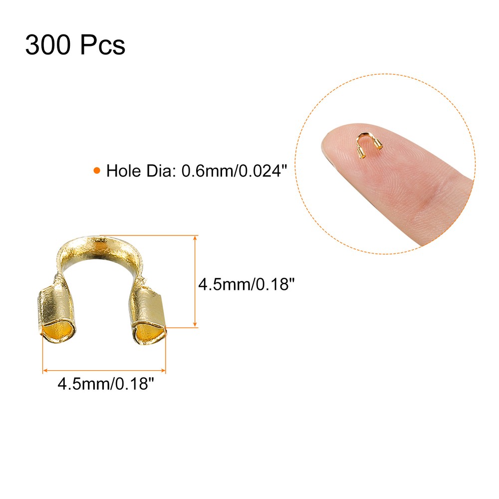 300Pcs 0.6mm U Shape Wire Guard Thread Protector Loop for Jewelry Making, Colors