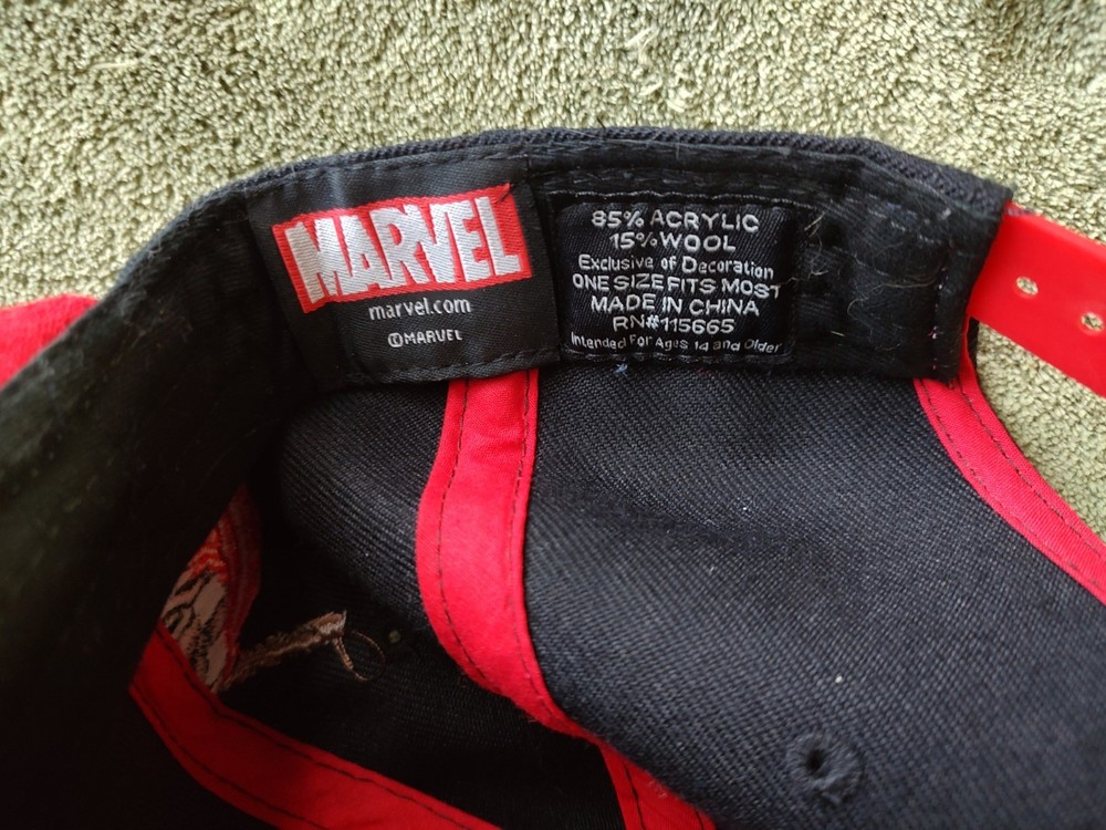 Marvel Deadpool Snapback Hat Red/Black Embroidered Baseball Cap