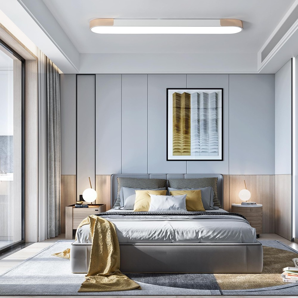 Modern LED Ceiling Light,39.4 Inch Dimmable LED Flush Mount Ceiling Lights,Wh...