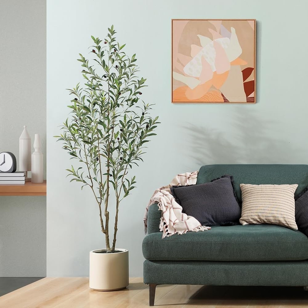 6ft Artificial Olive Tree in White Planter