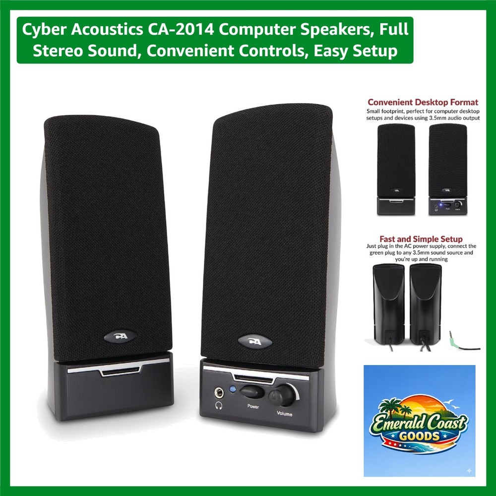 Compact CA-2014 Computer Speakers with Built-in Microphone for Clear Audio