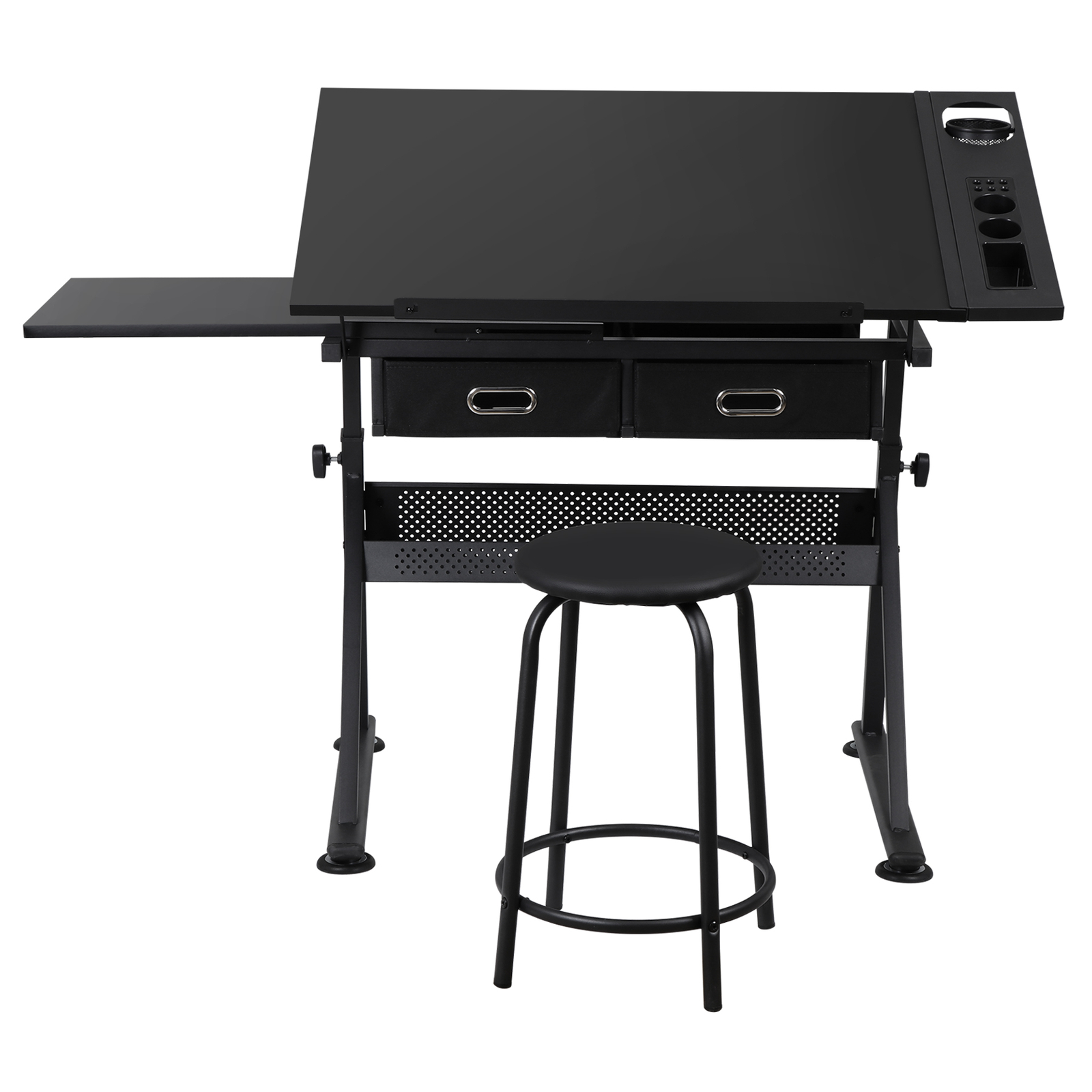 Drafting Desk for Artists Art Drawing Table w/Stool for Working Studying Black