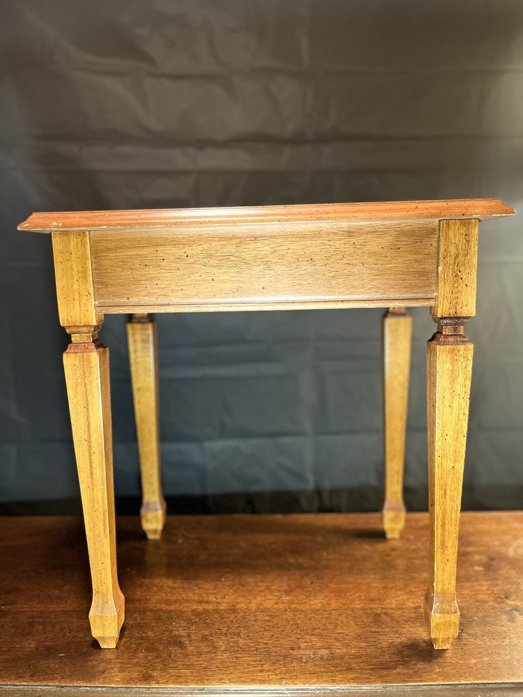 Vintage Solid Cherry Side Table w/ elt-Lined Drawer | Colonial Revival c.1935–45