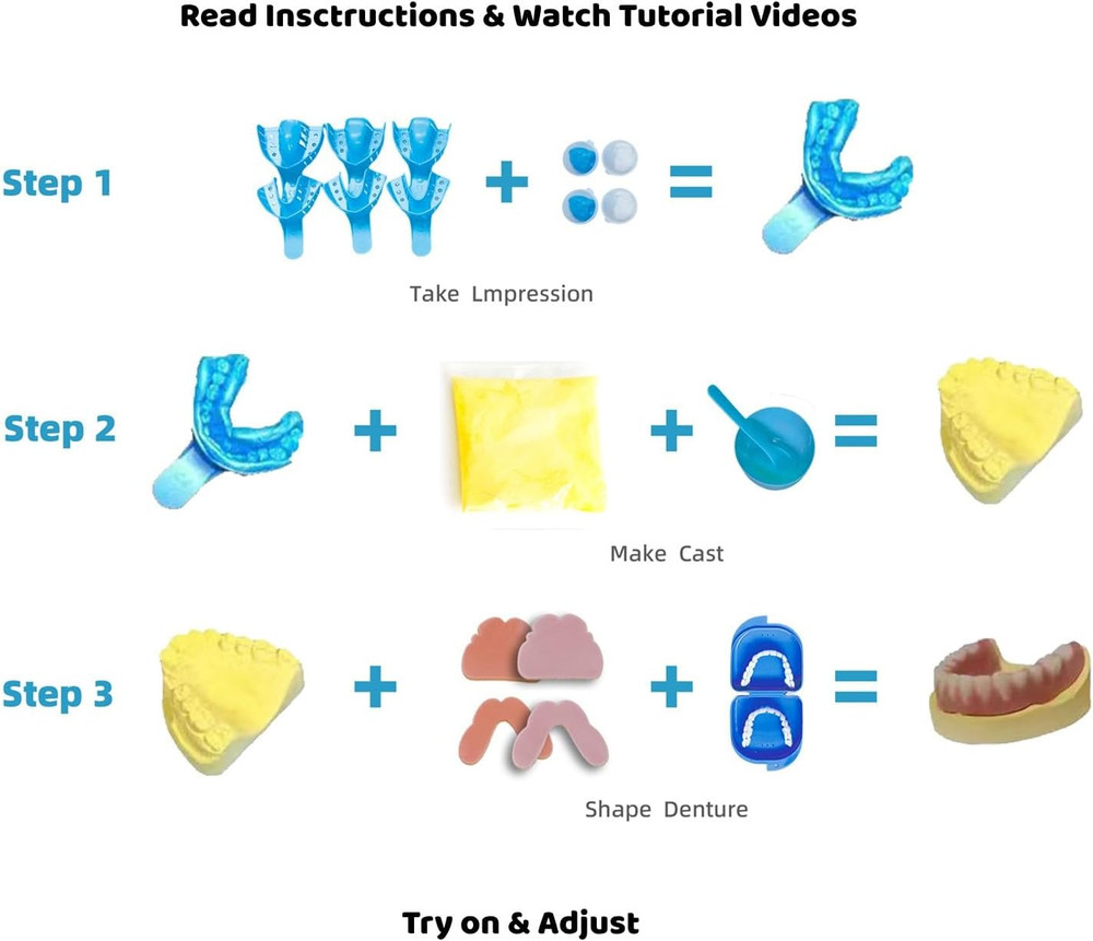 DIY Denture Kit with Impression(2 Sets of False Teeth)Do-It-Yourself Denture...