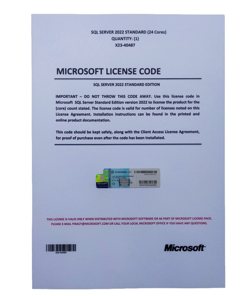Microsoft SQL Server 2022 Standard ✔ Business Ready License | Genuine COA