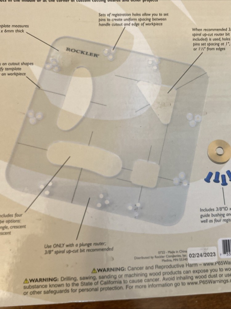 ROCKLER 4-IN 1 CUTTING BOARD HANDKE ROUTING TEMPLATE