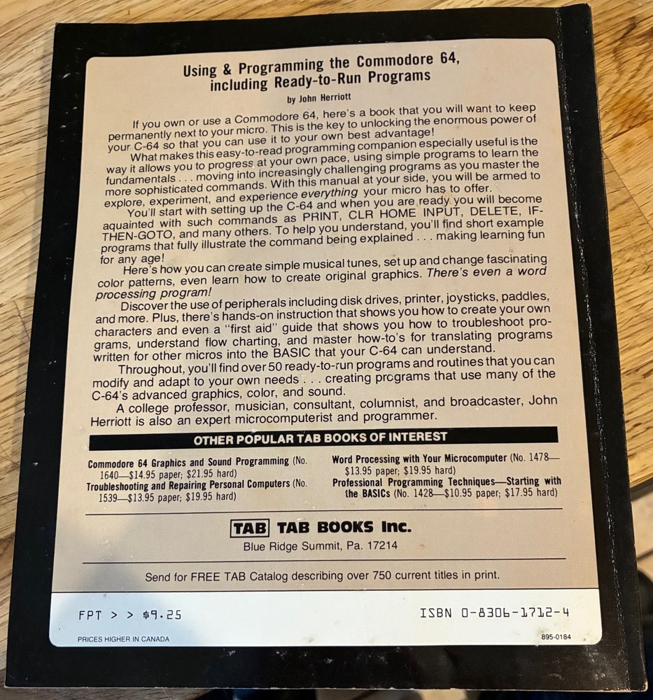 Using and Programming the Commodore 64 Book John Herriott Vintage Computer