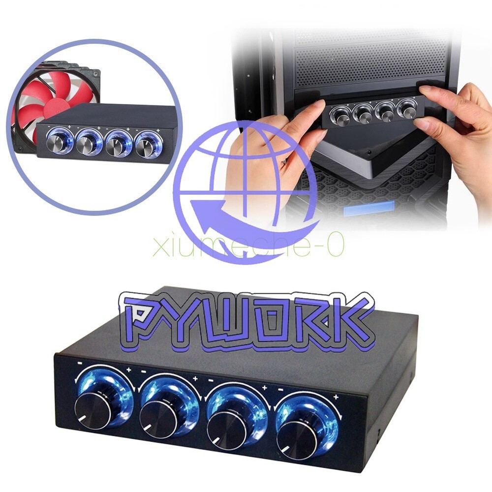 3.5" PC HDD CPU 4 Channel Fan Speed Controller Control Led Cooling Front Panel