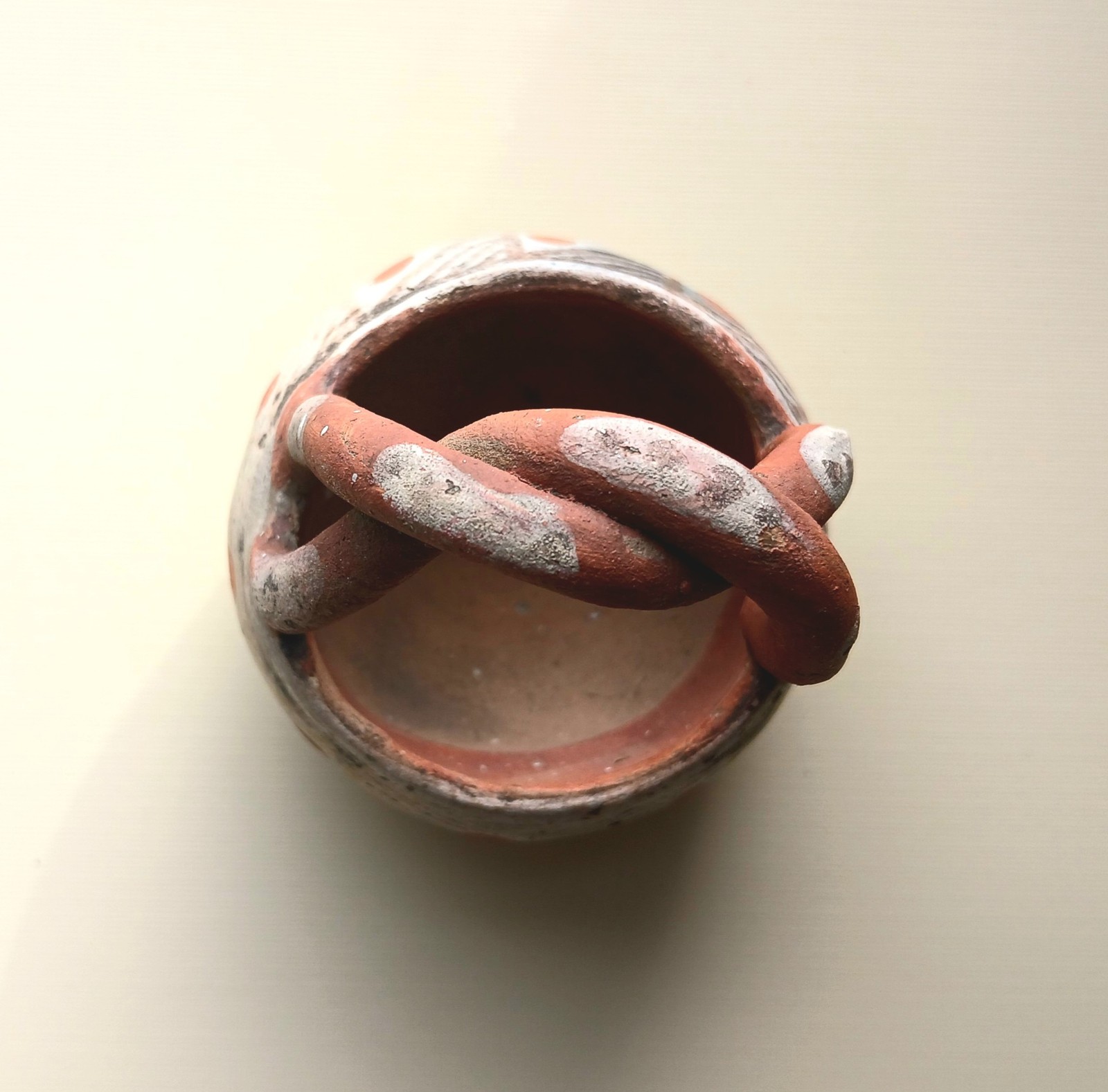 Antique Isleta Pueblo Pottery Basket Twist Handle, Hand Painted Designs, #1