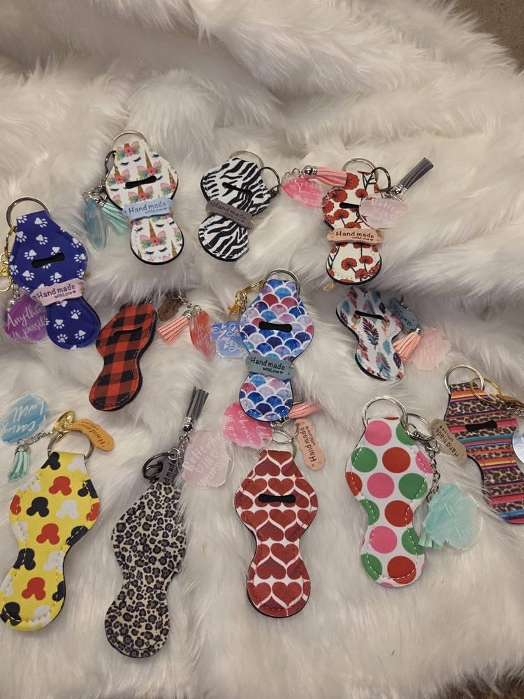 Assorted Handmade Lip Balm Holder Keychains