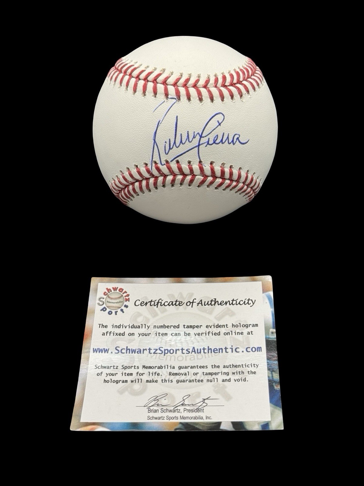 Ruben Sierra Signed OML Baseball Schwartz COA Yankees Rangers Auto