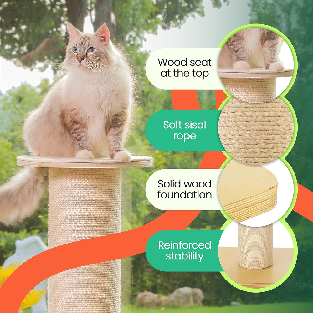 Extra-Large 50" Cat Scratching Post for Big Cats with Solid Wood Base