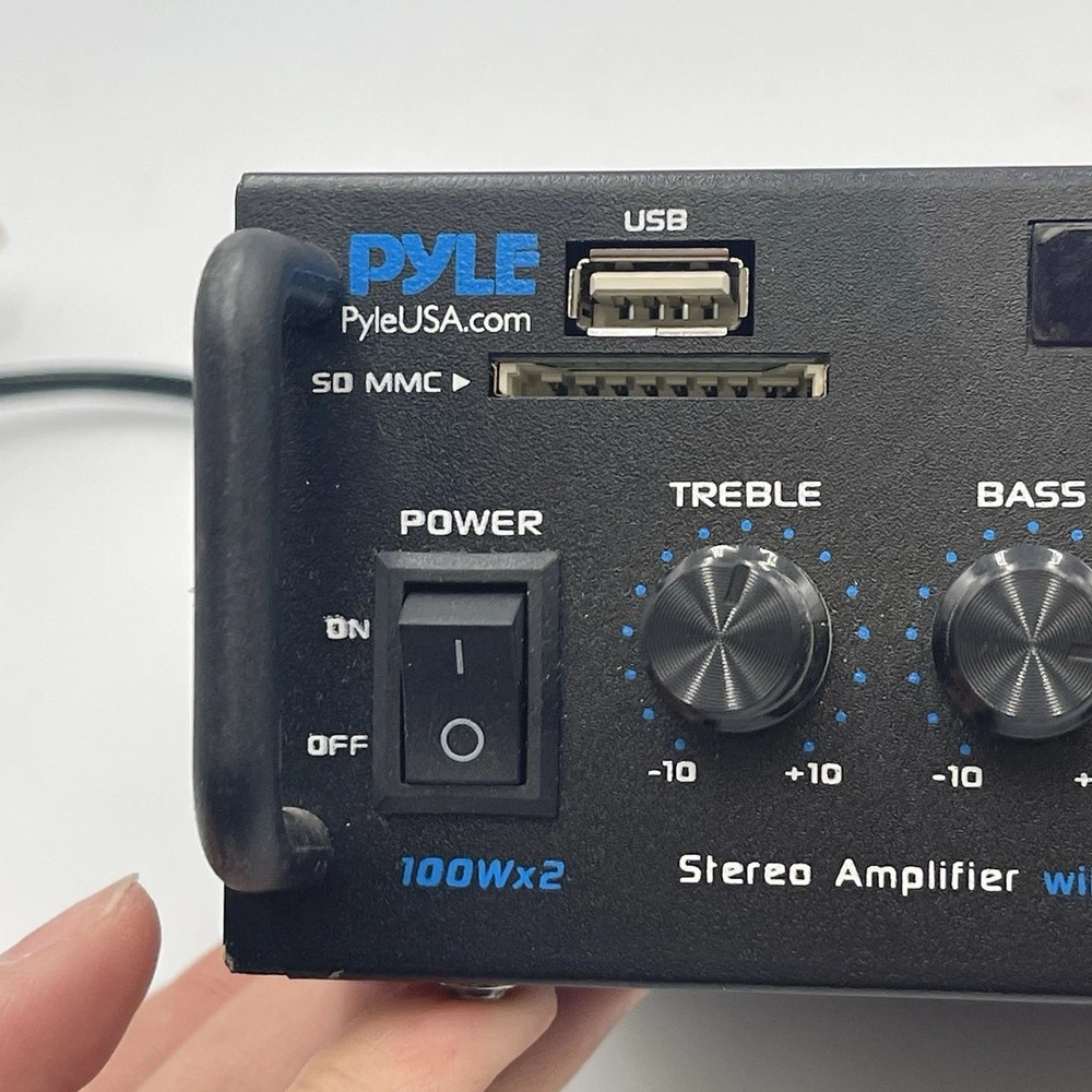 Pyle Compact Bluetooth FM Power Amplifier 100WX2 Max 2 Inputs w/ RCA & Terminals