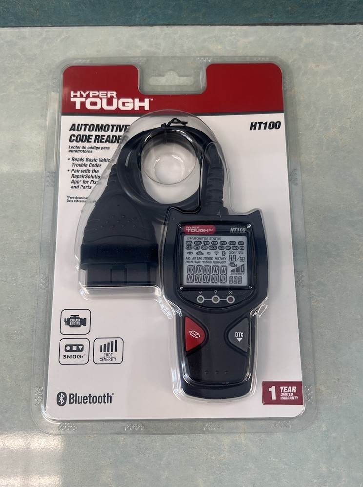 Hyper Tough HT100 Black Portable Bluetooth OBD2 Vehicles Automotive Code Reader