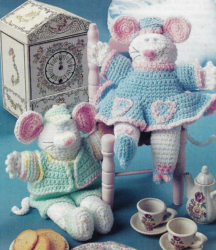 MARVIN & MANDY MICE STUFF ANIMALS TOY DIGEST SIZE CROCHET PATTERN INSTRUCTIONS