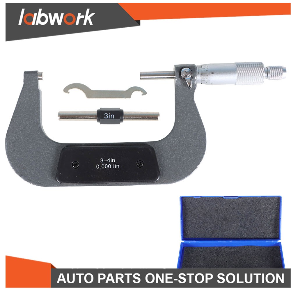 Labwork Precision Outside Micrometer 3-4 Inch 0.0001In Precision Carbide Tipped
