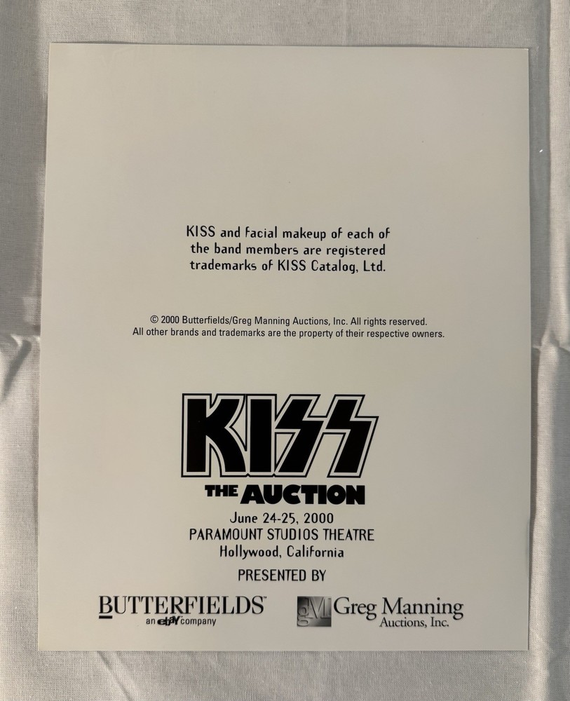 KISS ✨ SIGNED BY PAUL STANLEY & GENE SIMMONS ✨ BUTTERFIELDS AUCTION BOOK + 4 PIC
