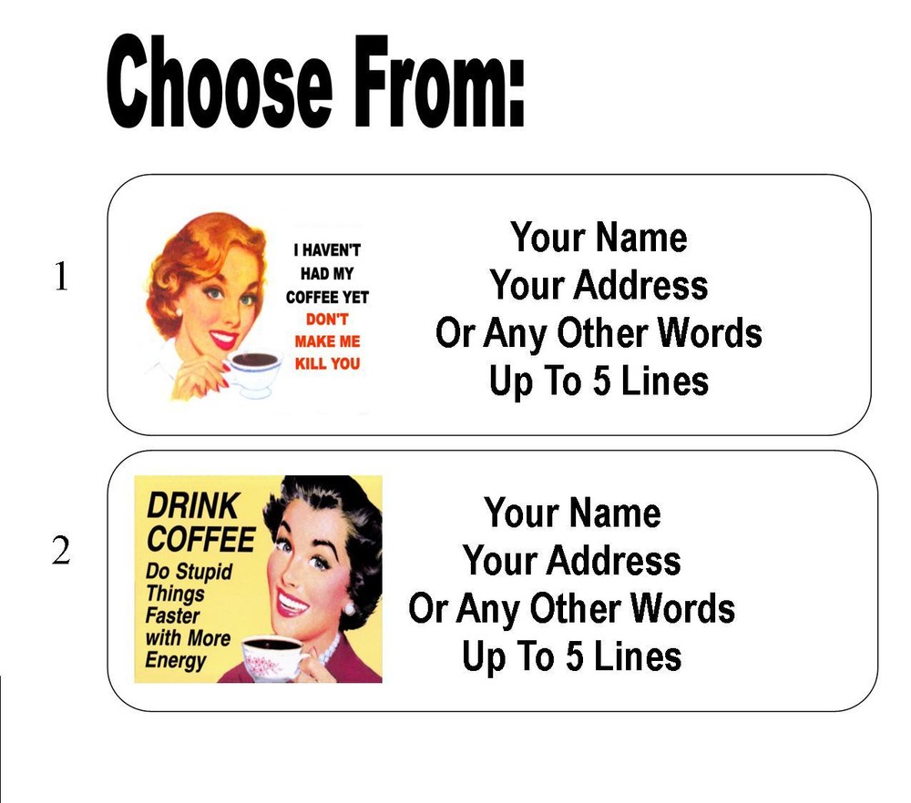 30 Coffee Retro Humor Personalized Address Labels