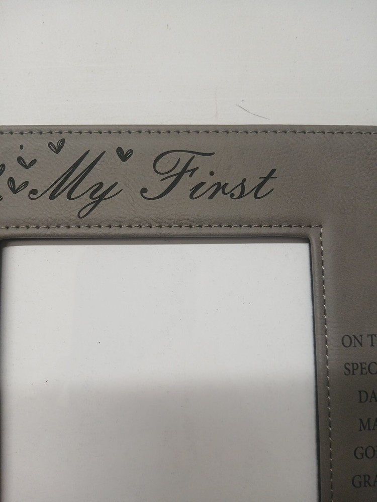 My First Communion Picture Frame Leather Border