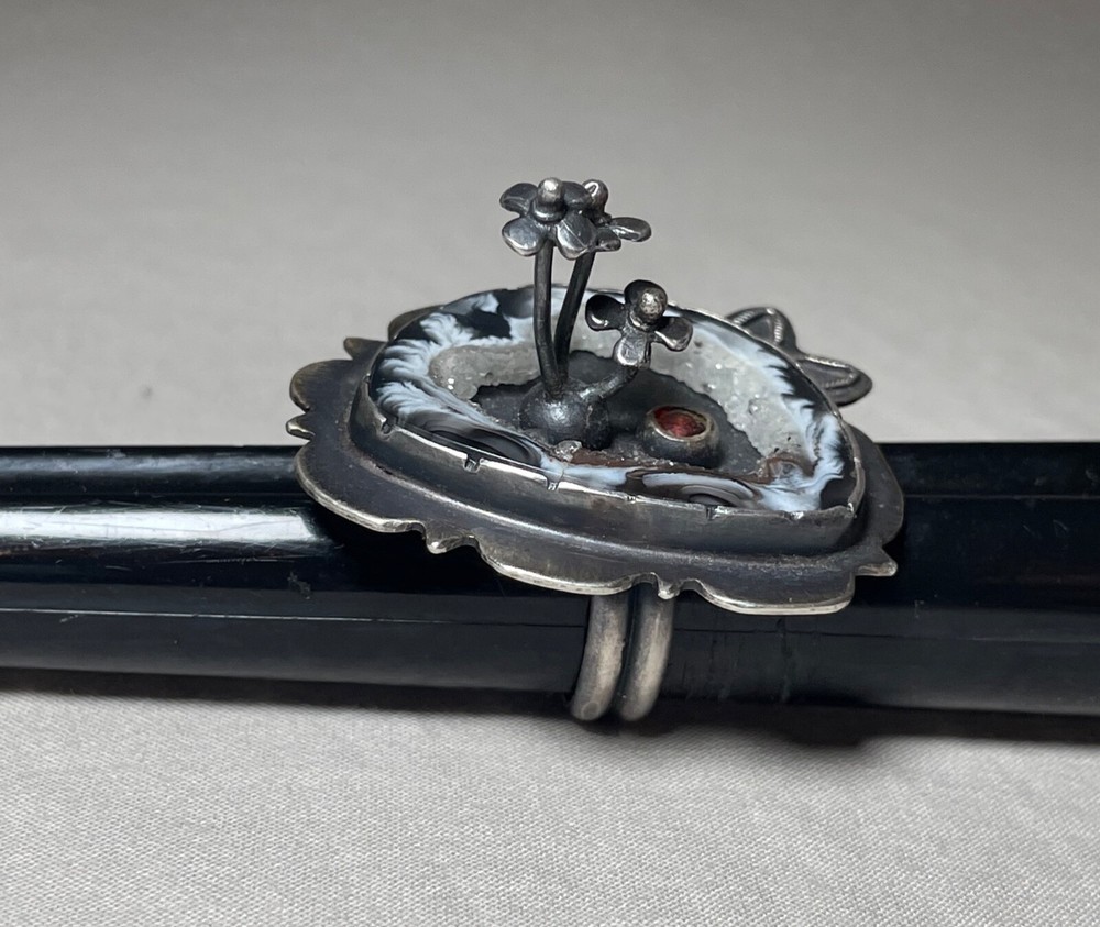 vintage handmade Nova Design Sterling silver crystal garnet stone statement ring