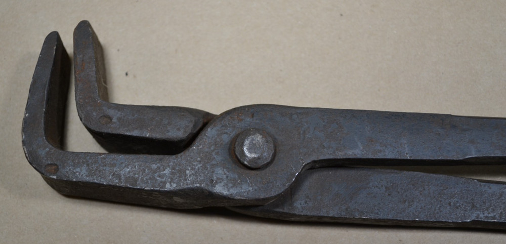 BLACKSMITH MADE TONGS - BENT TIP - 28 1/4" LONG