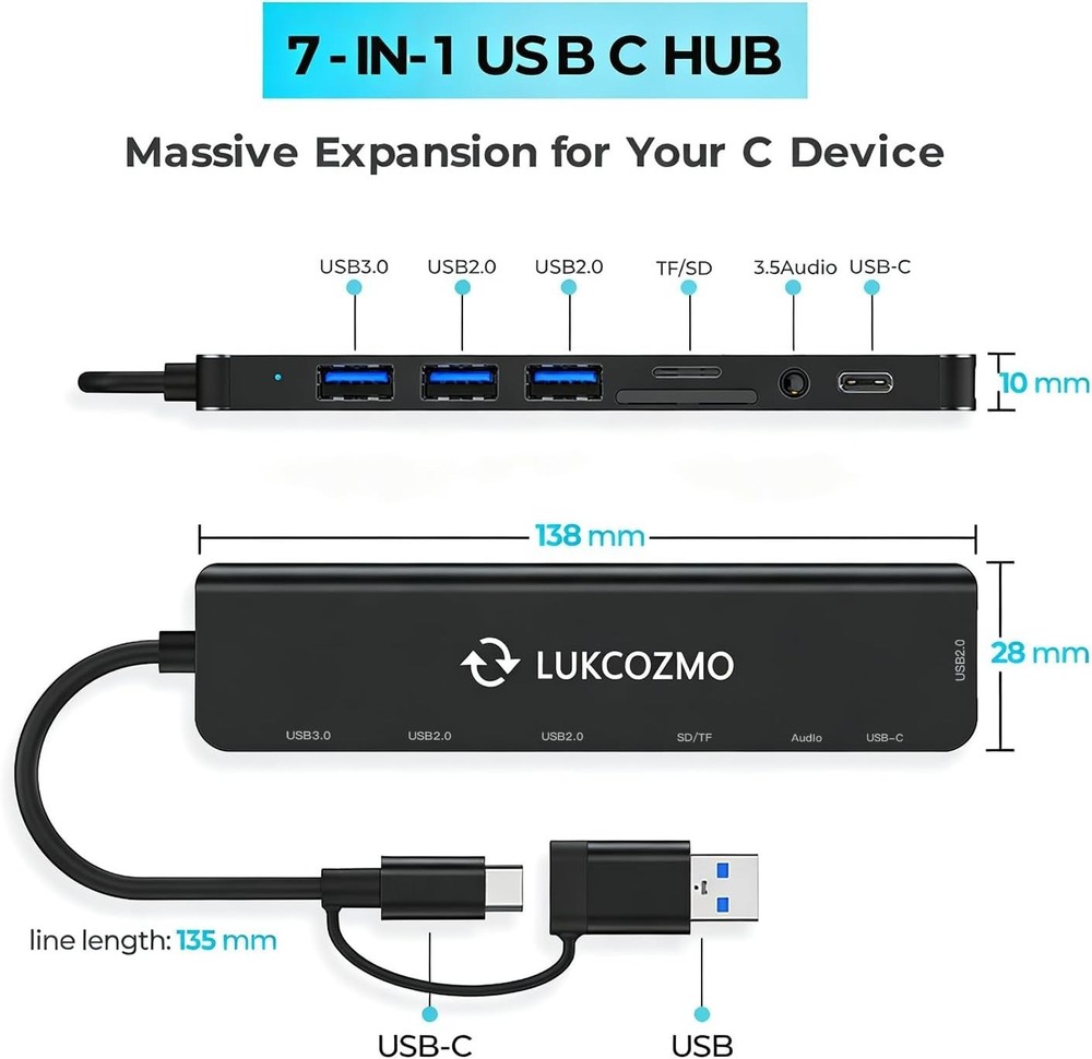 Multi-Functional USB C Dock: HDMI, SD Reader, Gigabit Ethernet & 100W PD Support