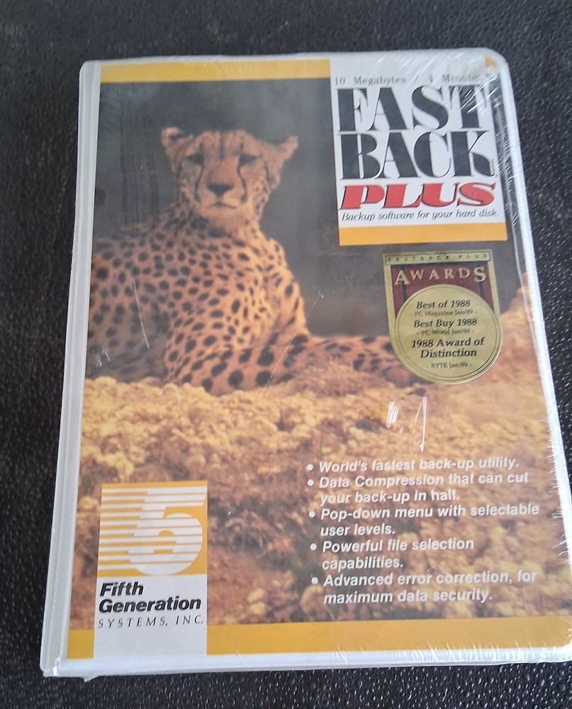 Fast Back Plus Back Software 5th Generation Systems MS-DOS PC Computer Program