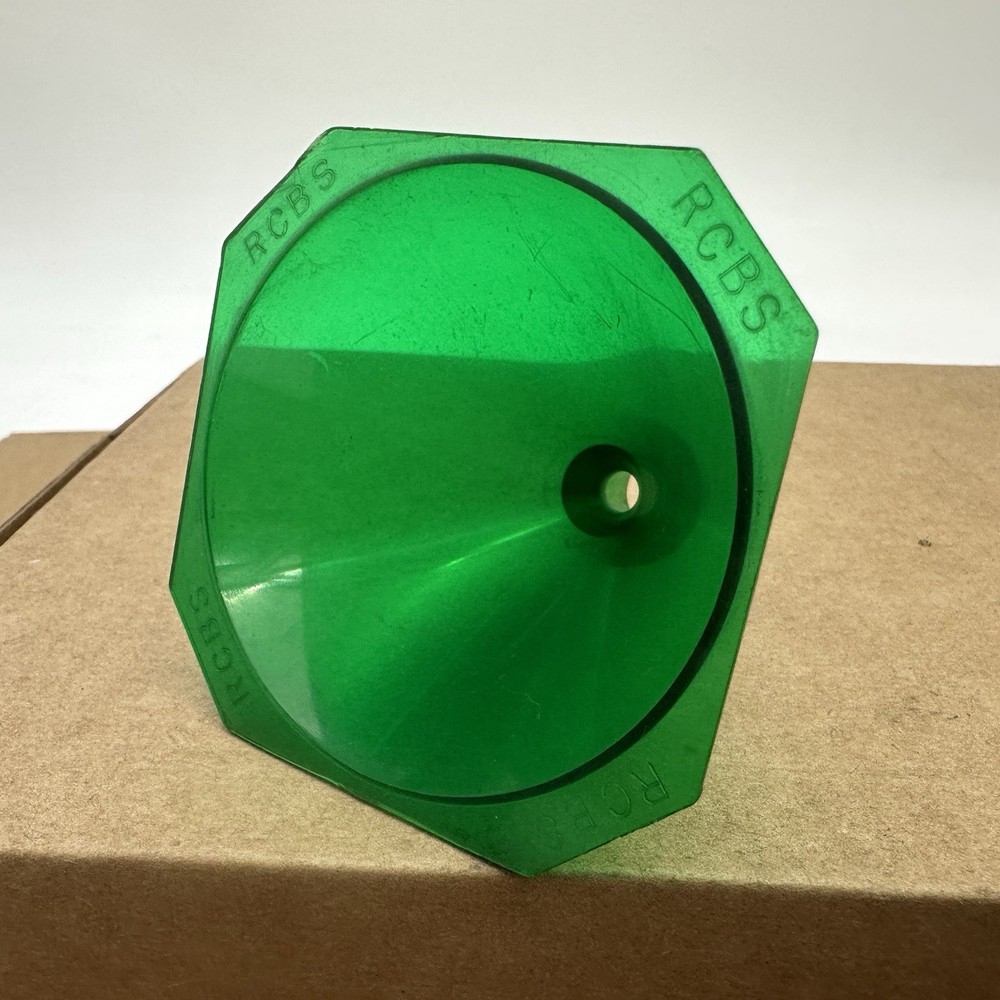 RCBS Powder Funnel - Clear Green Plastic Good Pre Owned Shape