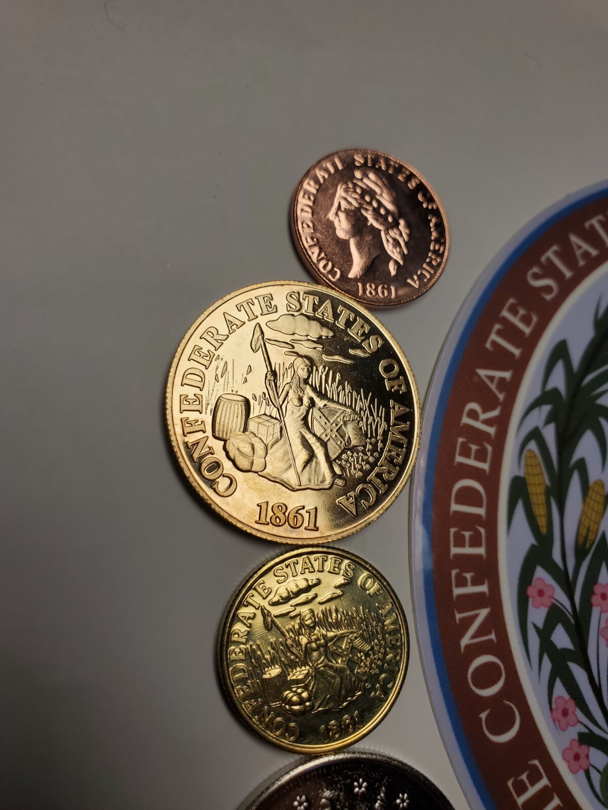 Seal of Confederate States of America C.S.A. 🇸🇴 HUGE 5" Decal & Coins