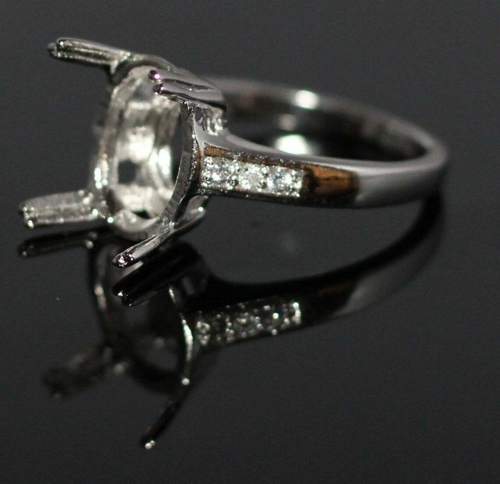 925 Silver 9x11 mm Oval Semi Mount Ring Setting CZ Setting Engagement Setting