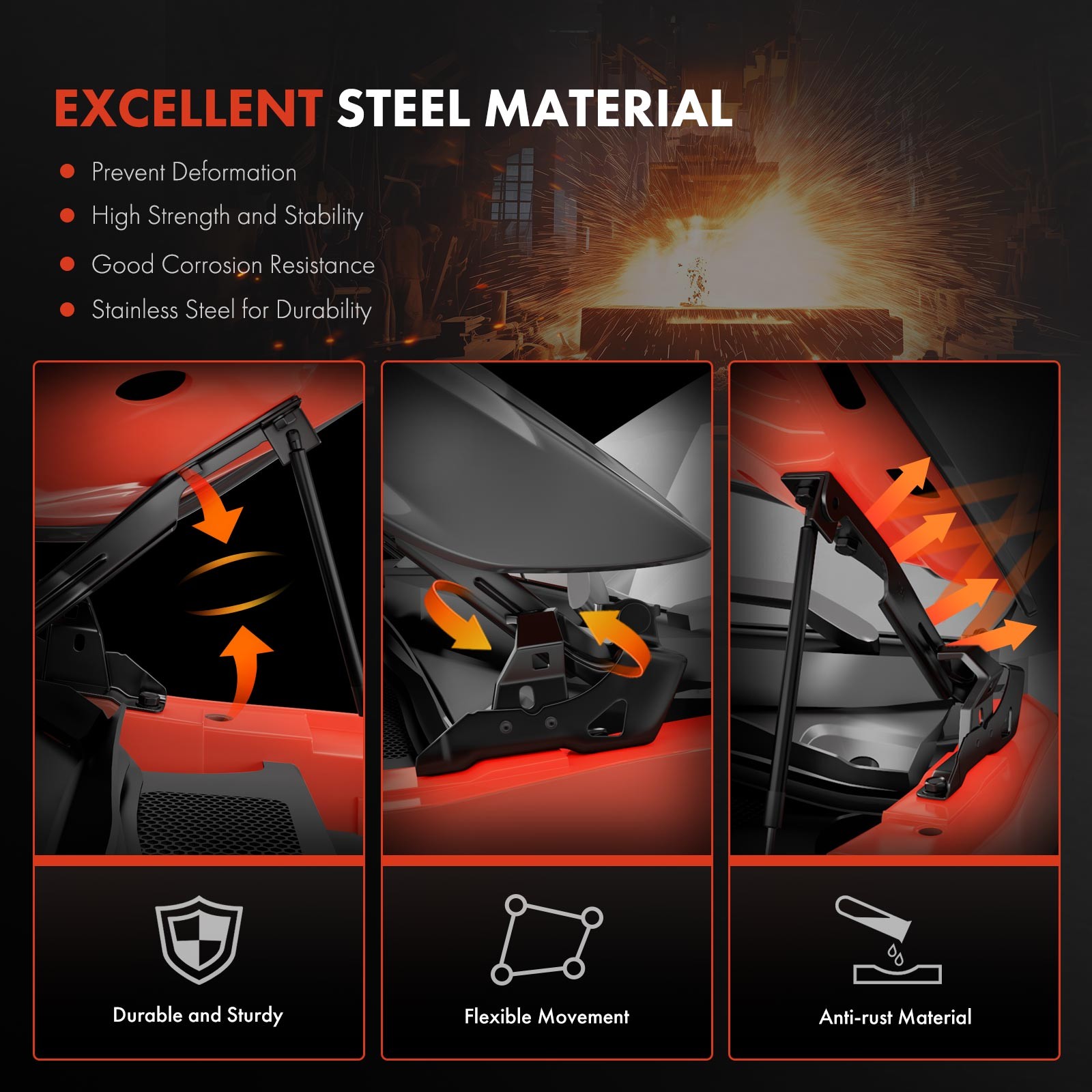 2x Front Hood Hinge for Chevrolet Malibu Impala Chevy II Oldsmobile 442 Pontiac