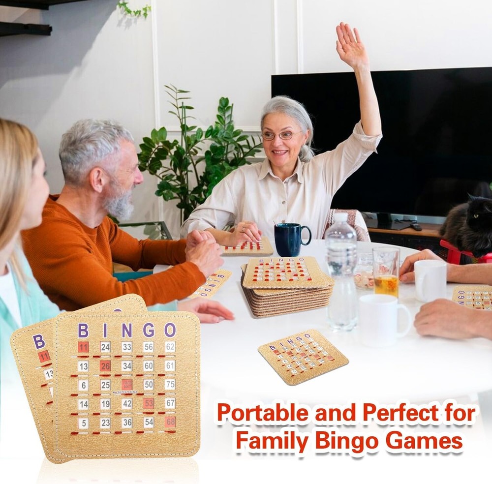 100-Pack Stitched Reusable Shutter Slide Bingo Cards with Shutter Clear Slider