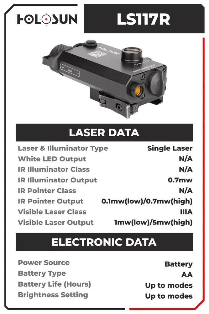 Holosun LS117R Collimated Red Laser with QD Release Mount