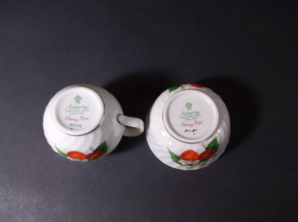 Adderley Bone China Cherry Ripe mini sugar & cream set made in England