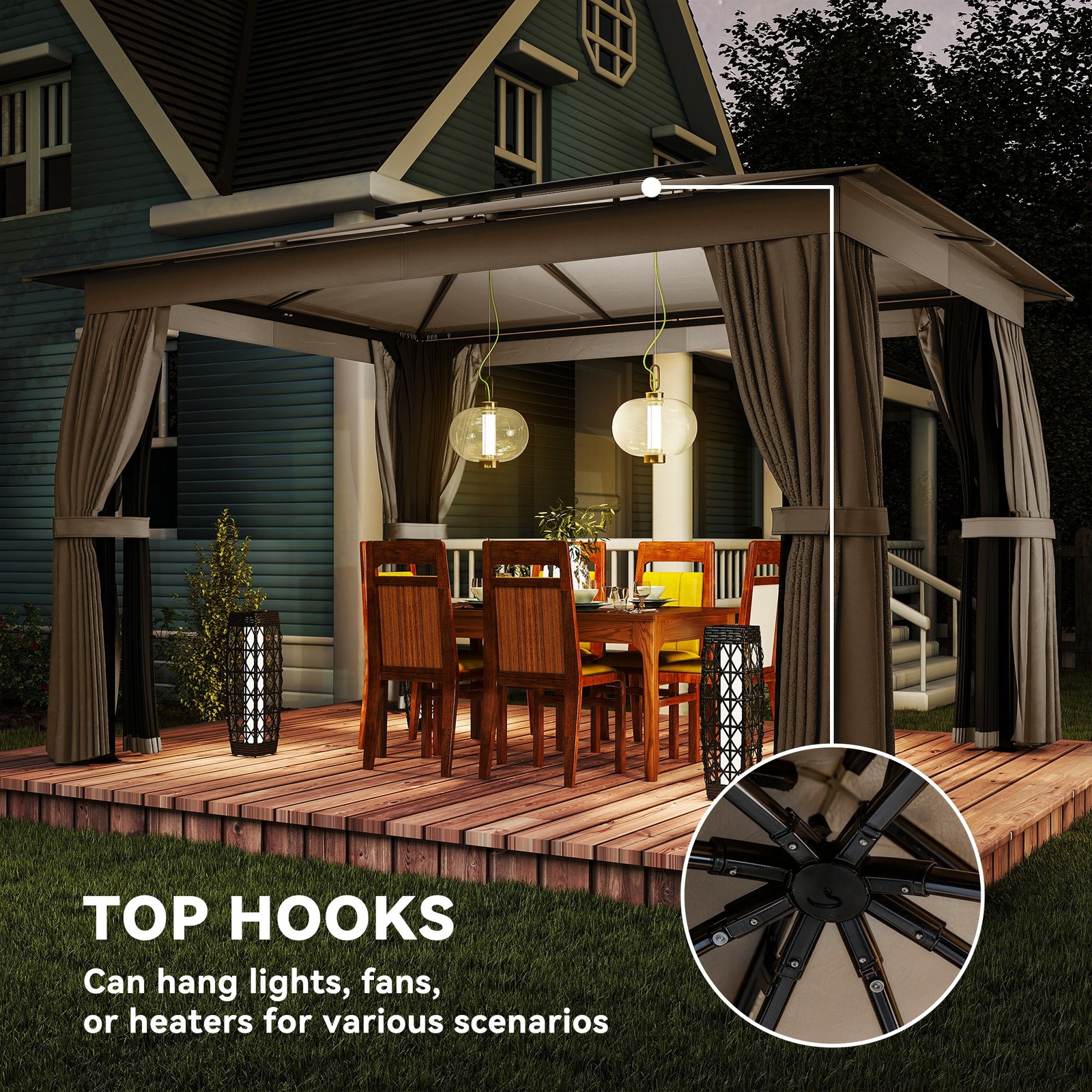 10' x 12' Outdoor Patio Gazebo, Double Roof Gazebo Canopy Shelter
