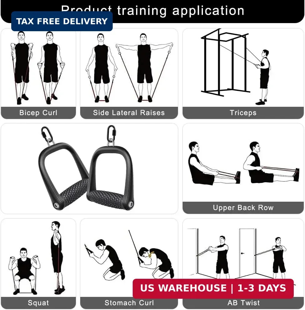 BeneLabel D Handle Cable Attachment, Cable Attachments for Gym, Non-Slip and Com