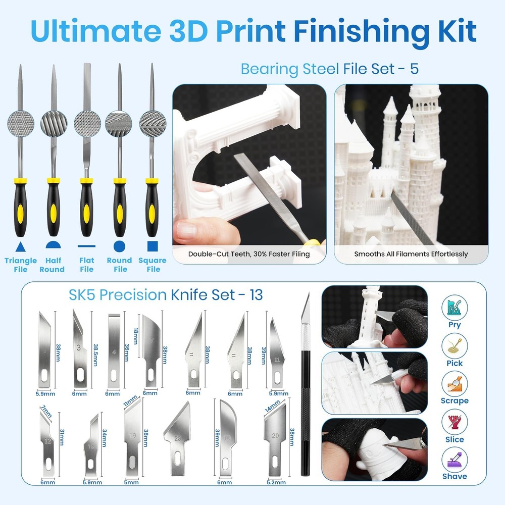 141Pcs 3D Printer Tool Kit & Accessories, 4-Layer Slotted Case, Cordless Rota...