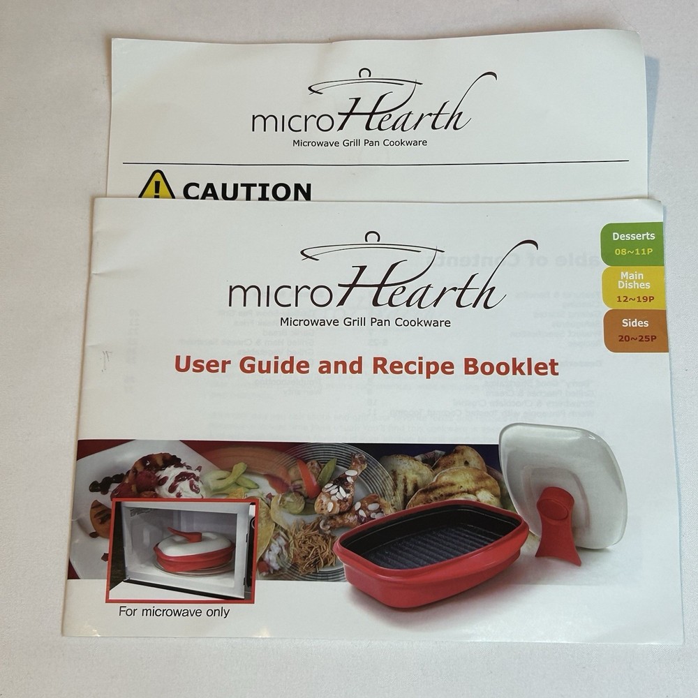 Range Mate Microhearth Orange Microwave Grill Pan & Lid Rectangular W/ Booklet
