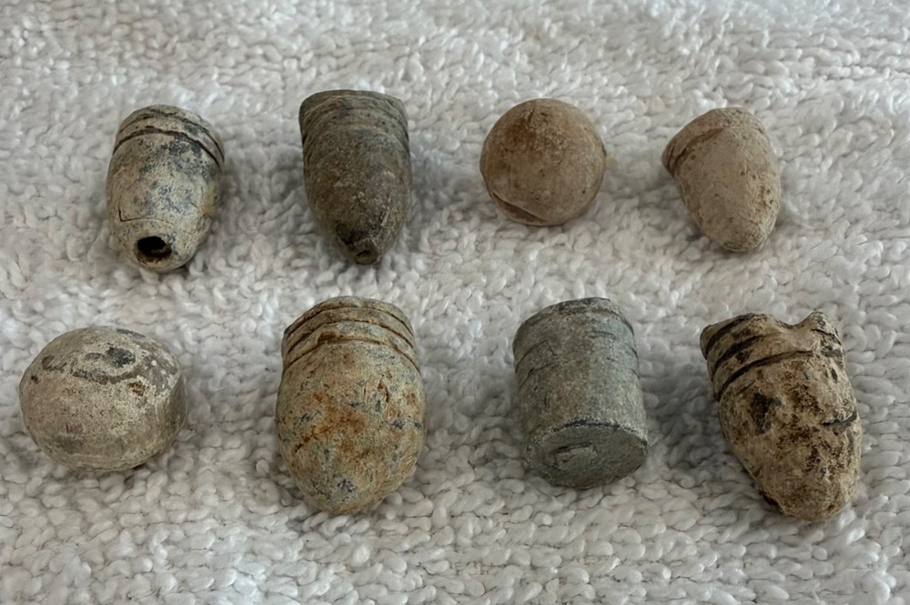 8 CIVIL WAR BULLETS SMASHED PULLED MINI BALLS DUG EASTERN NORTH CAROLINA