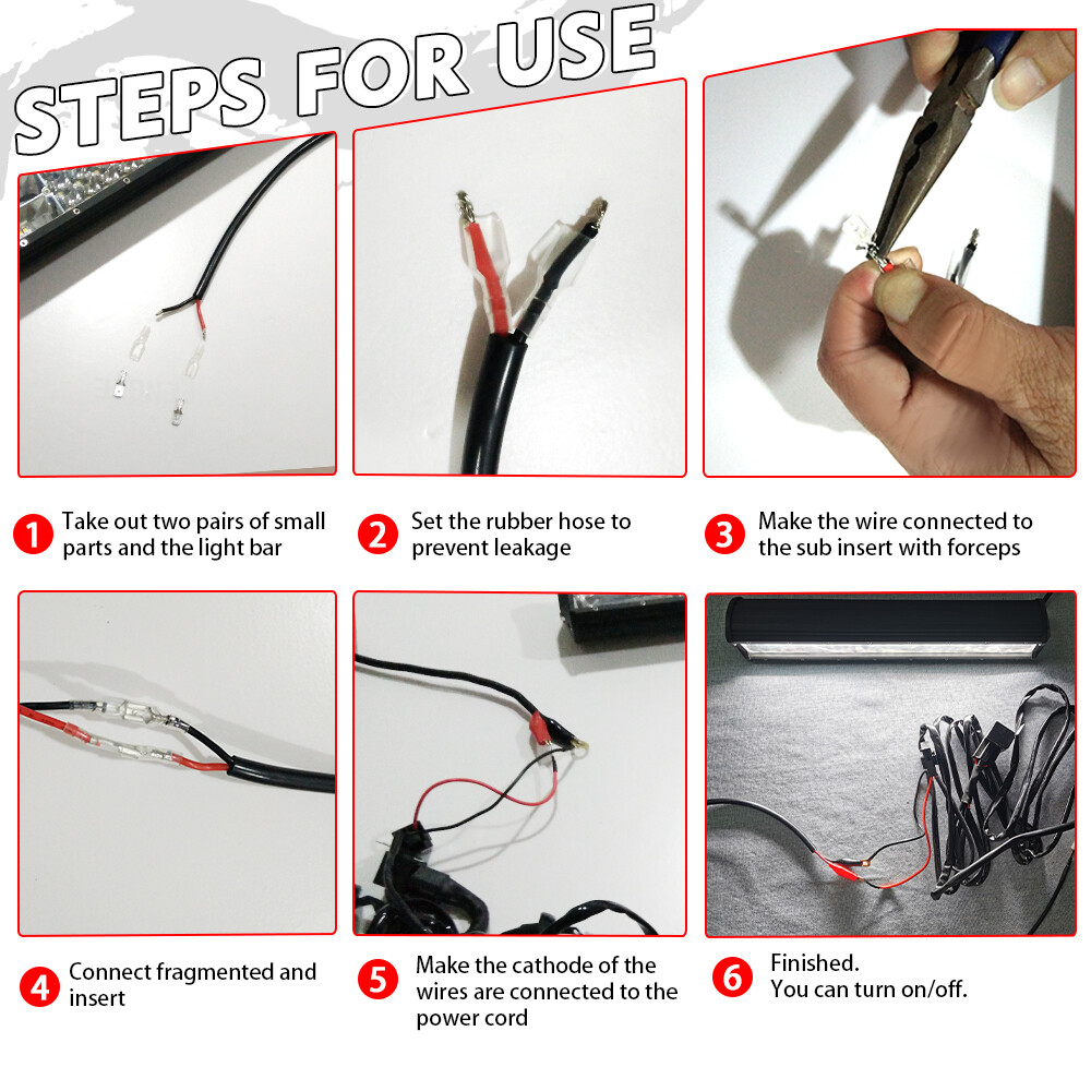 2 Lead Wiring Harness LED Light Bar 40Amp Relay Fuse ON-Off Switch For 2 Lights