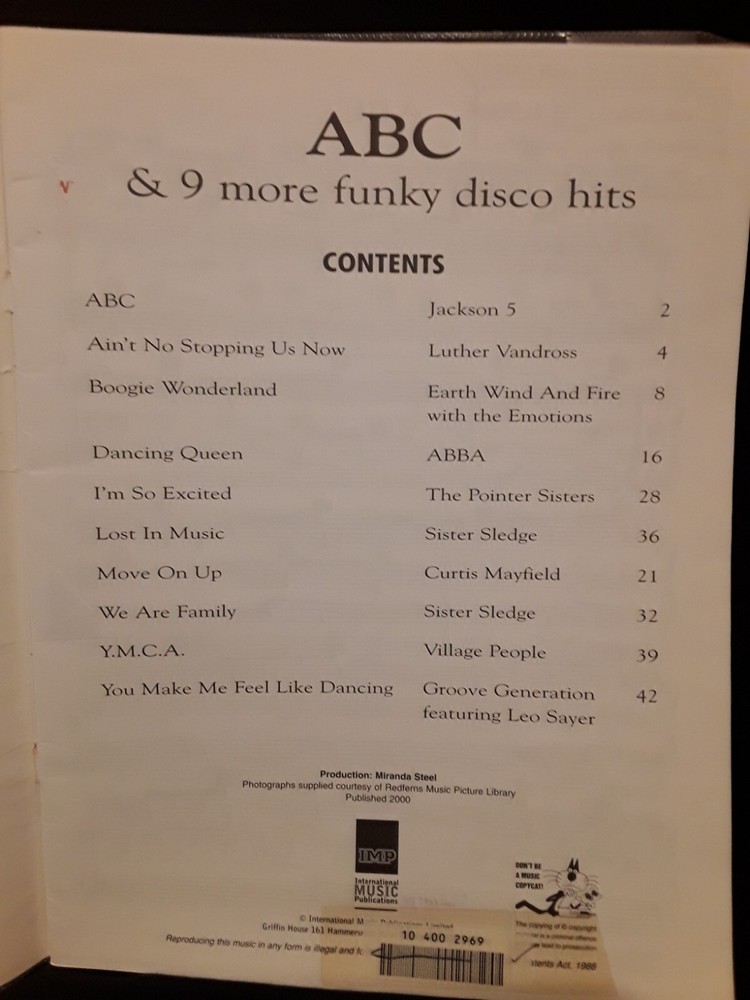 ABC + 9 More Funky Hits - Songbook