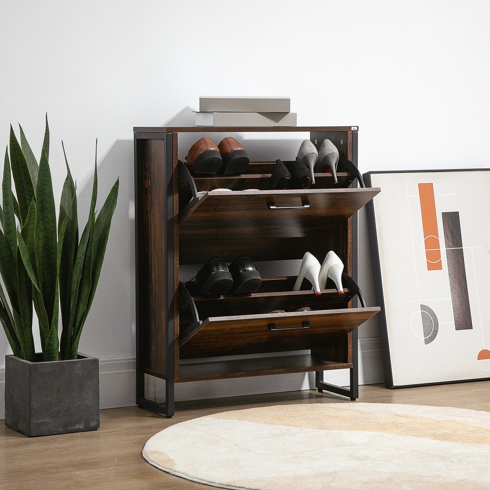 Shoe Storage Cabinet Rustic Brown