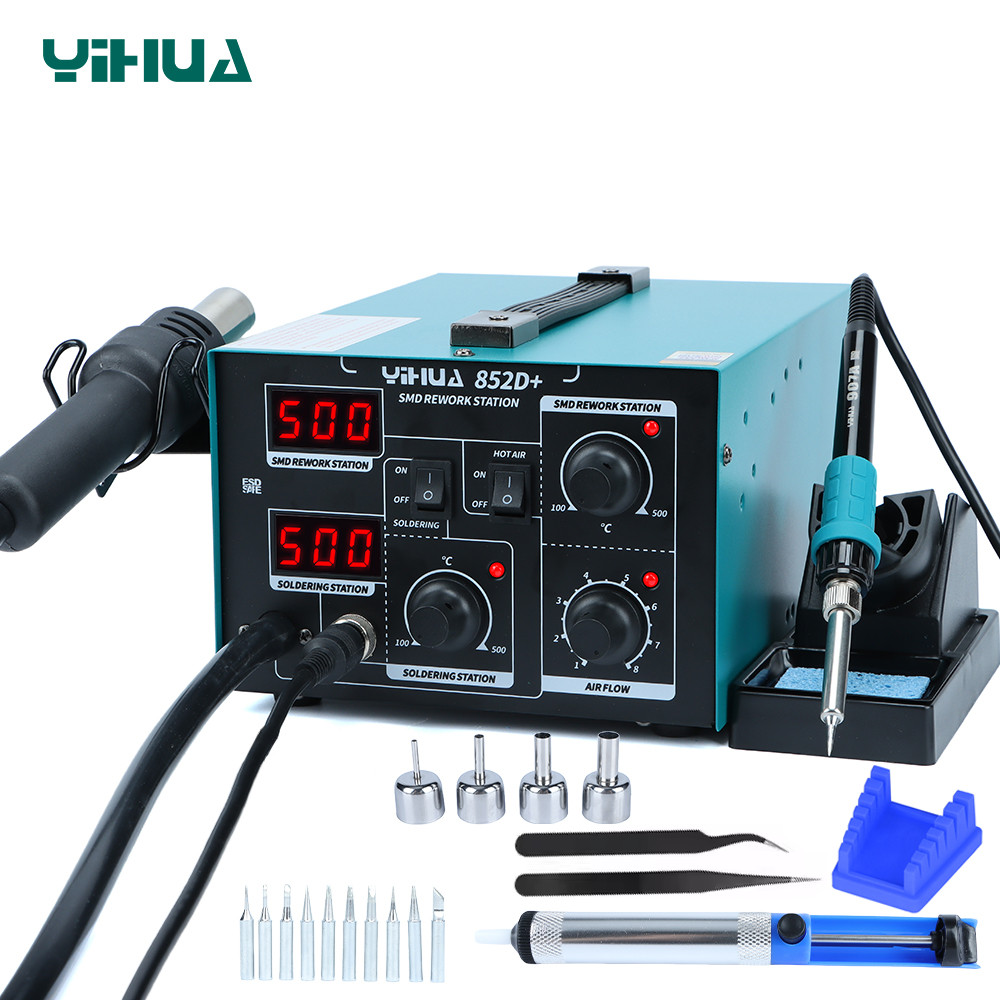 YIHUA 852D+ Air Pump Hot Air Rework Station Digital Soldering Station Kit